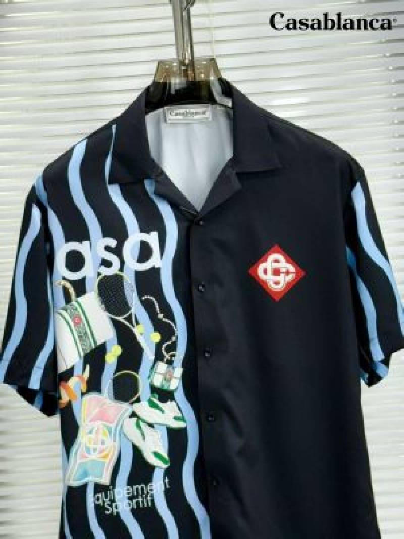 Casablanca Japanese Lycra Half Sleeves Shirt Black