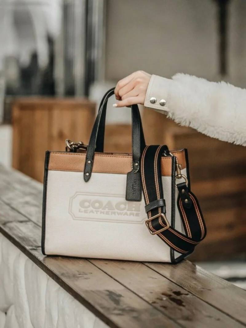 Coach Field Tote Bag With OG Double Box & Dust Bag & Shoulder Strap & Extra Pouch (White - 116)