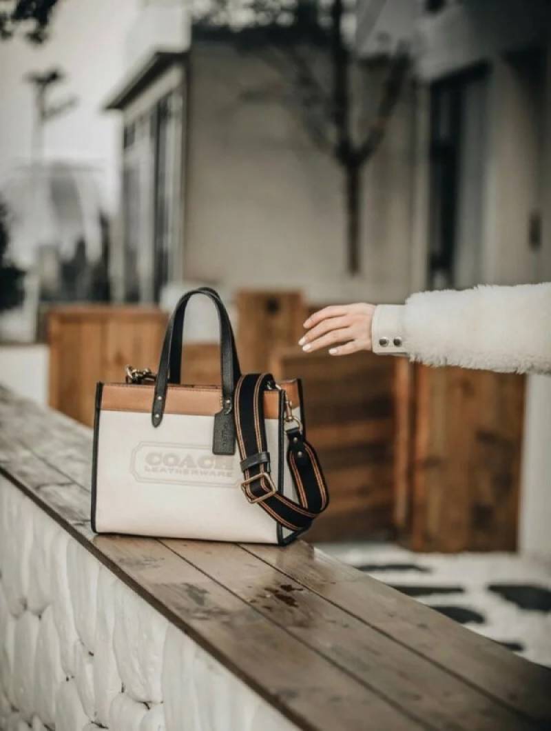 Coach Field Tote Bag With OG Double Box & Dust Bag & Shoulder Strap & Extra Pouch (White - 116)