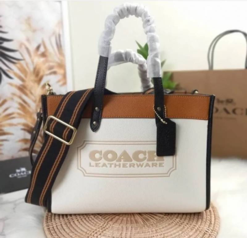 Coach Field Tote Bag With OG Double Box & Dust Bag & Shoulder Strap & Extra Pouch (White - 116)