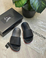 Christian Loubotin Take It Easy Black Red Premium Slides