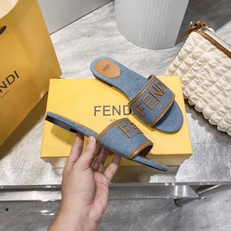 Fendi_Blue_Denim_Washed_Flats_With_OriginalBox_CarryBag