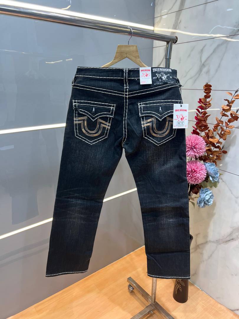 True Religion Straight fit Premium Imported Stretchable Lycra Fabric Denim with Back Pocket Embroidered Design 4176