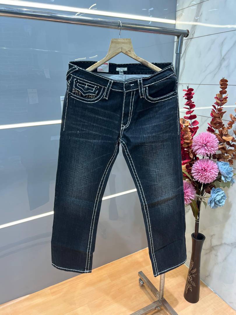 True Religion Straight fit Premium Imported Stretchable Lycra Fabric Denim with Back Pocket Embroidered Design 4176