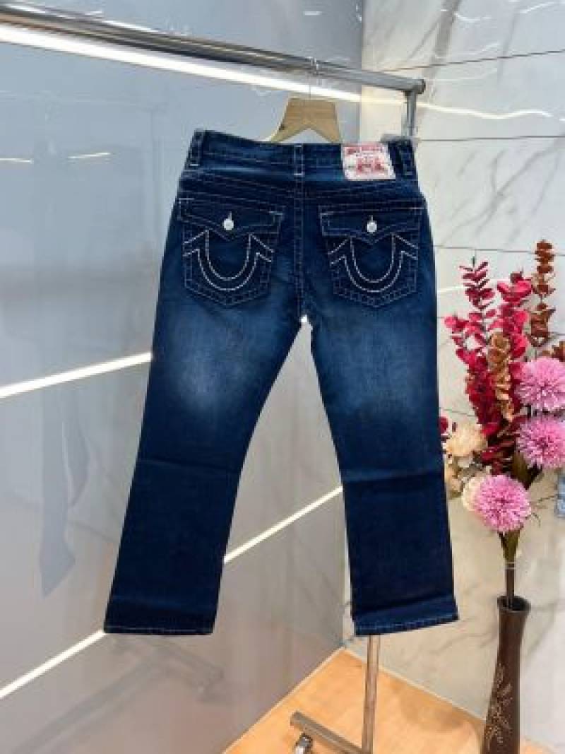 True Religio n Blue Shade Boot cut Premium Imported Stretchable lycra fabric Denim with back flap pocket Design 3845