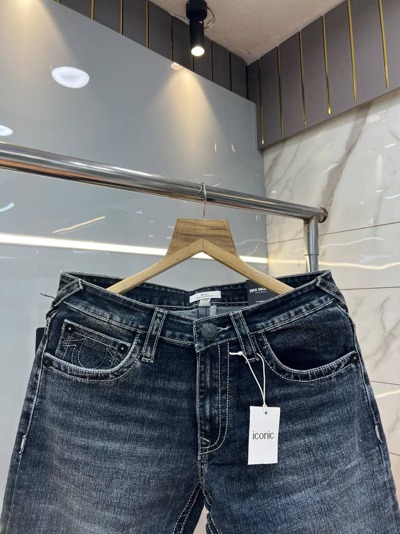 True Religion Dark Blue Bootcut Premium Imported Stretchable Lycra Fabric Denim with Back Pocket Embroidered Design 4226