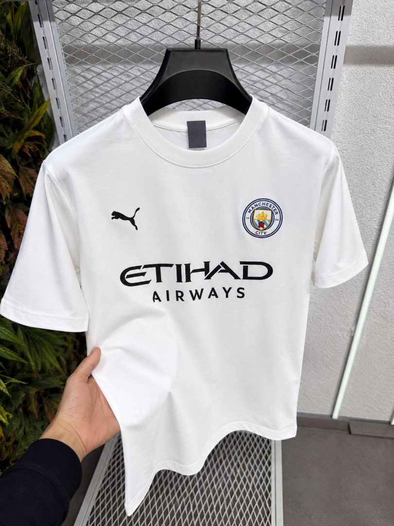 Pum_Mancity Logo Round Neck T shirt White