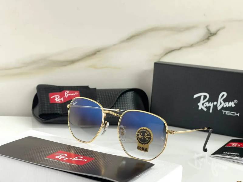 Rey ban 3548 hexagonal gold blue
