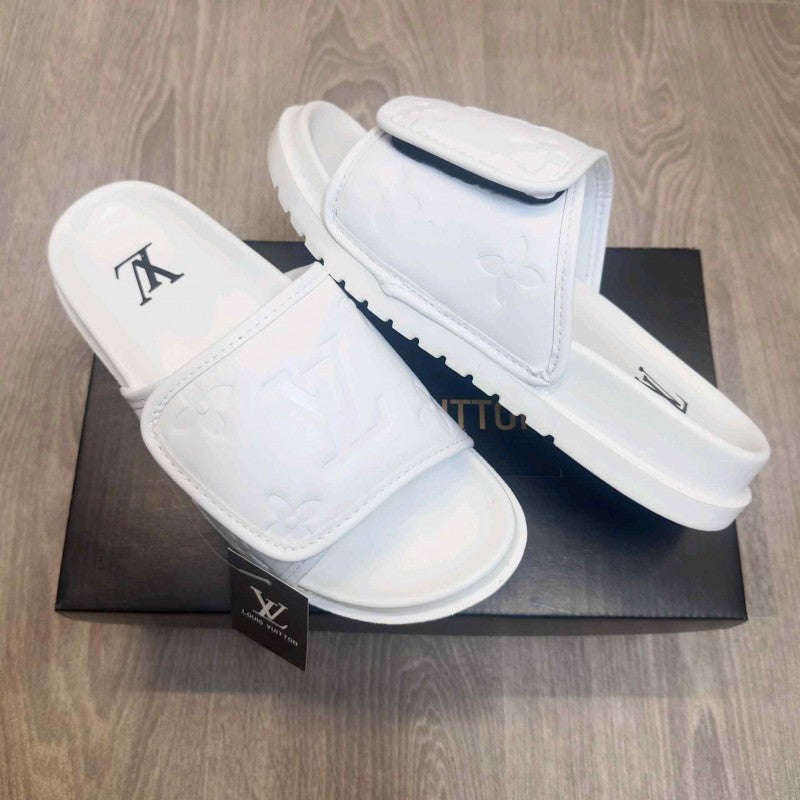 Louis Vuitton Monogram Adjust All White Premium Slides