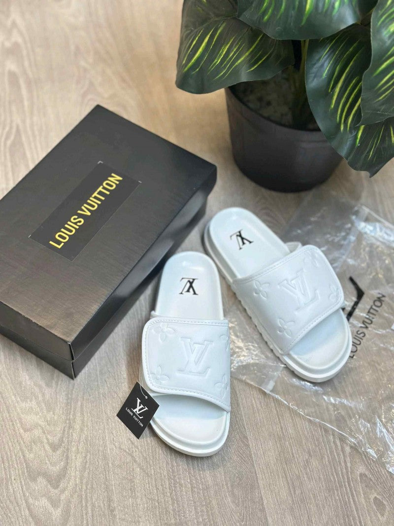 Louis Vuitton Monogram Adjust All White Premium Slides