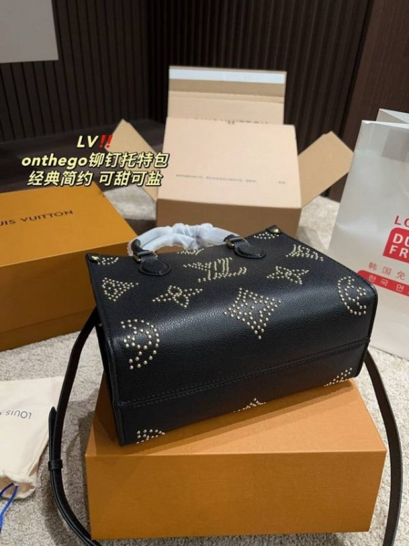 Louis Vuitton_LV M46733 On The Go Premium Leather Tote Bag With OG Double Magnetic Box & Dust Bag (Black - 647)