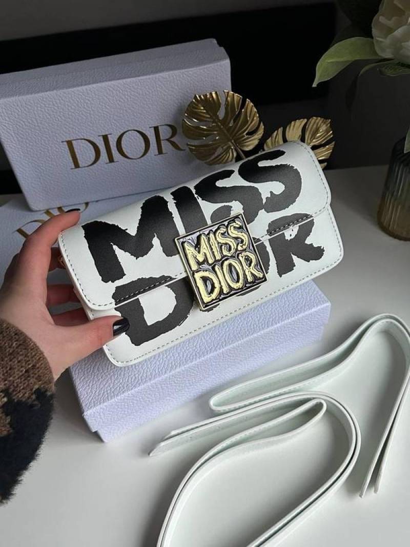 Miss Dioor Luxury Edition Superior Quality Flap Shoulder Bag With OG Box & Dust Bag (White - 1018)