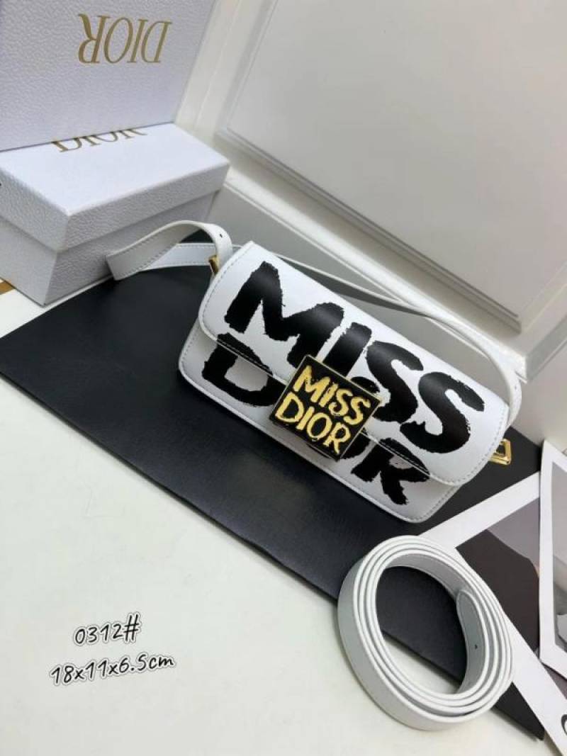 Miss Dioor Luxury Edition Superior Quality Flap Shoulder Bag With OG Box & Dust Bag (White - 1018)
