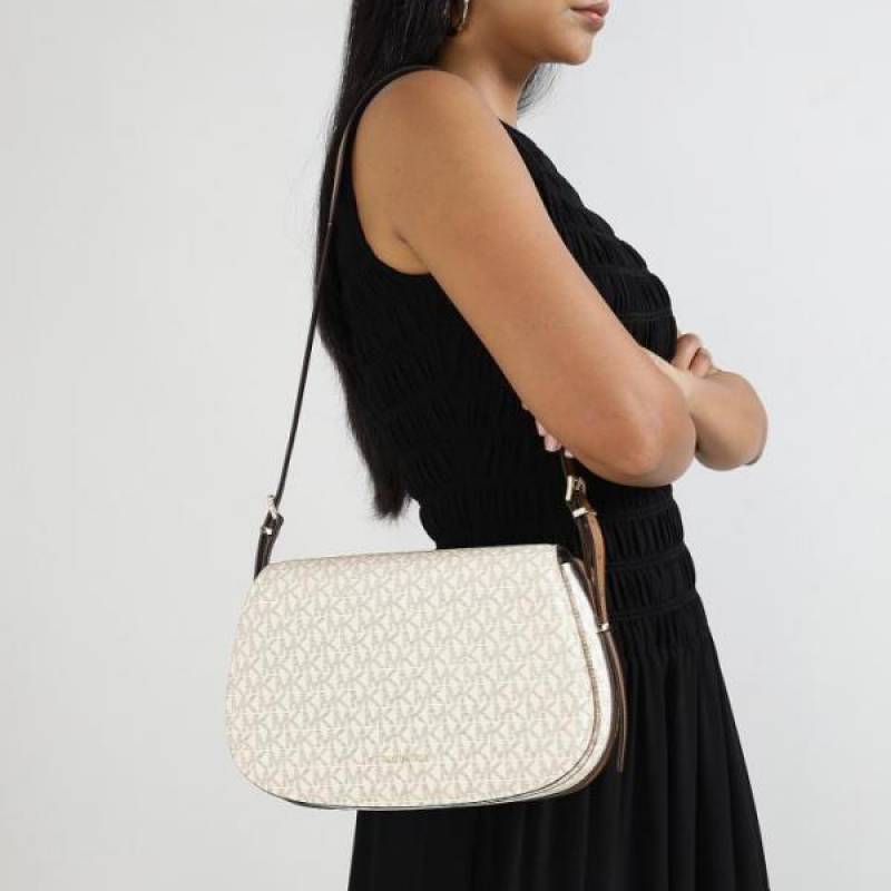 Michael1191 Kors MK Lydia Signature Shoulder Bag With OG Box & Dust Bag (White - 1191)