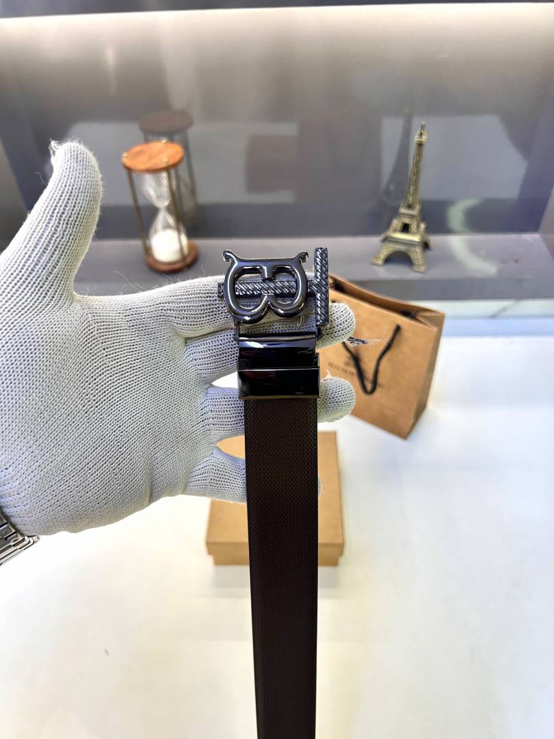 Burberry Glossy Black Reversible Belt Fa 1000