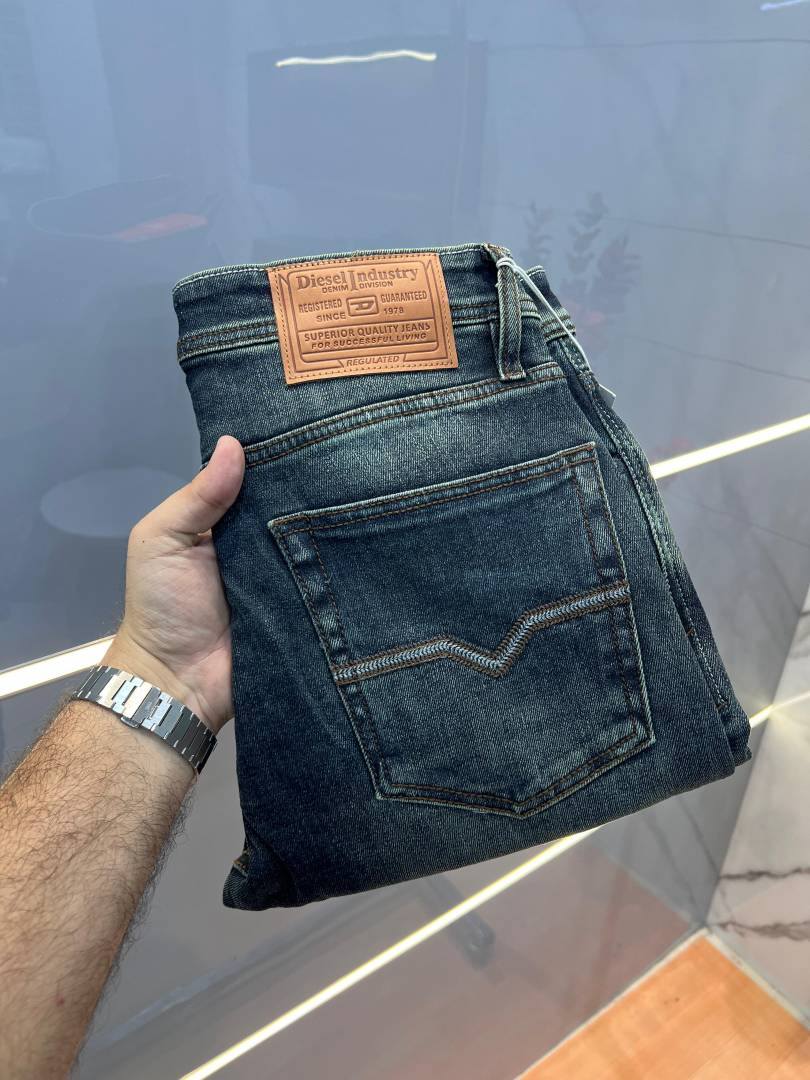 Diesel Green Shade Premium Imported Stretchable Lycra Fabric Straight Fit Denim with Embroidered Logo 3016