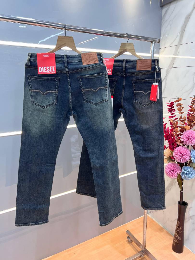 Diesel Green Shade Premium Imported Stretchable Lycra Fabric Straight Fit Denim with Embroidered Logo 3016