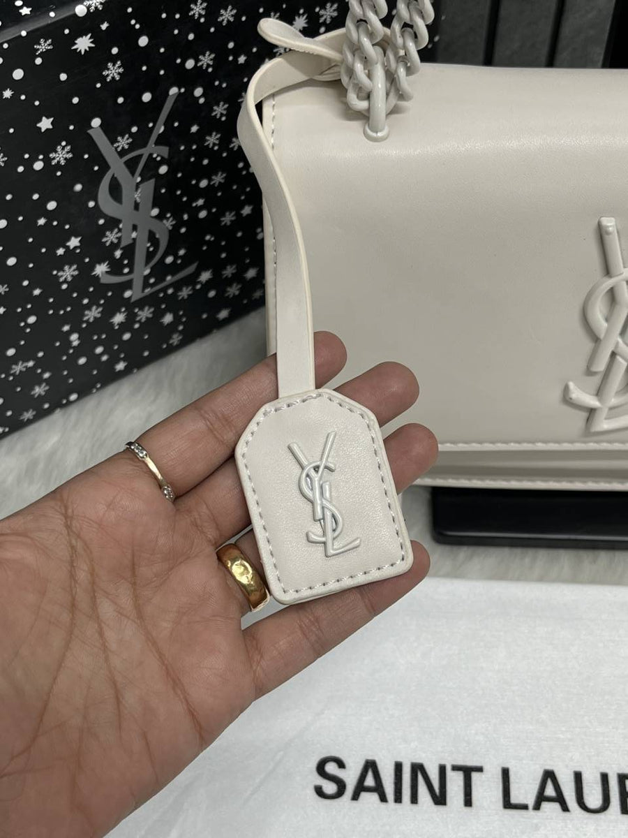 Ysl Sunset All White Matte Shoulder Bag With Original Box & Dust Cover