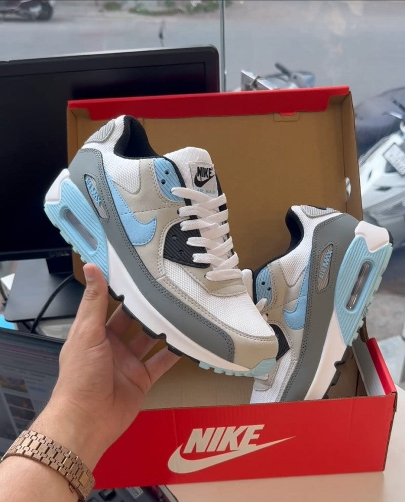 Nike AirMax 90 Pure Platinum Worn Blue White