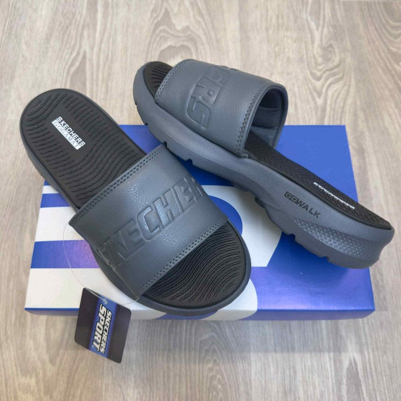 Skechers GOwalk Goga Mat Premium Grey Black Slides