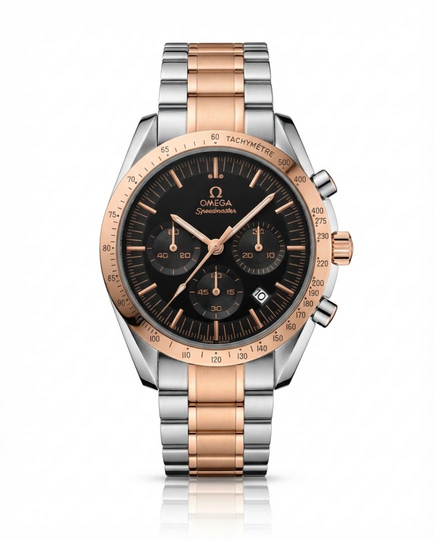 Omega Speed Master Chronograph Two Tone Copper Black Dial