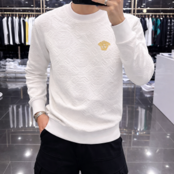 Versace Chest Logo Full Monogram Sweatshirt White