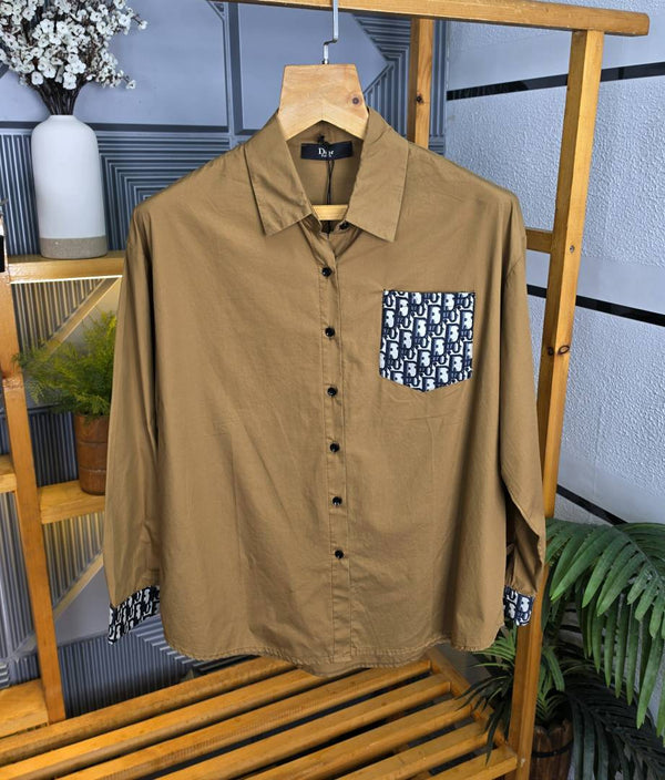 Dio Back Print Shirt Coffee S110-CF
