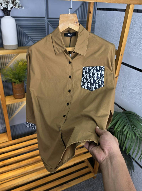 Dio Back Print Shirt Coffee S110-CF