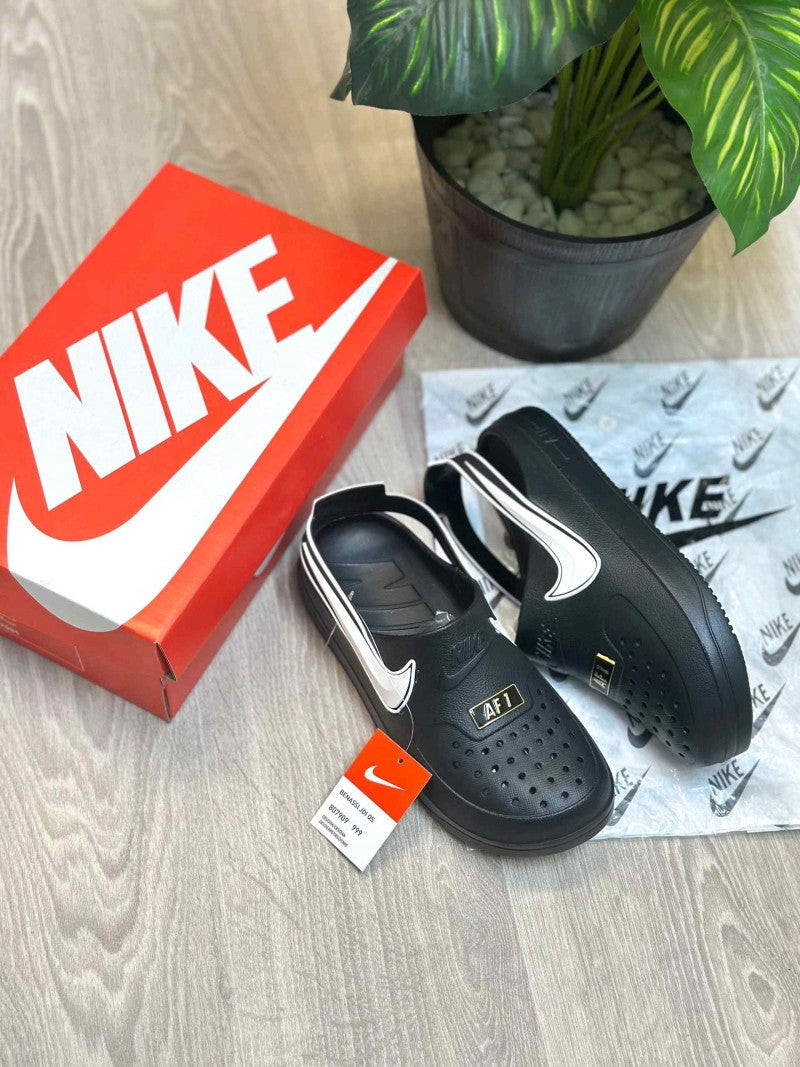 Nike Airforce 1 Swoosh Black Clogs
