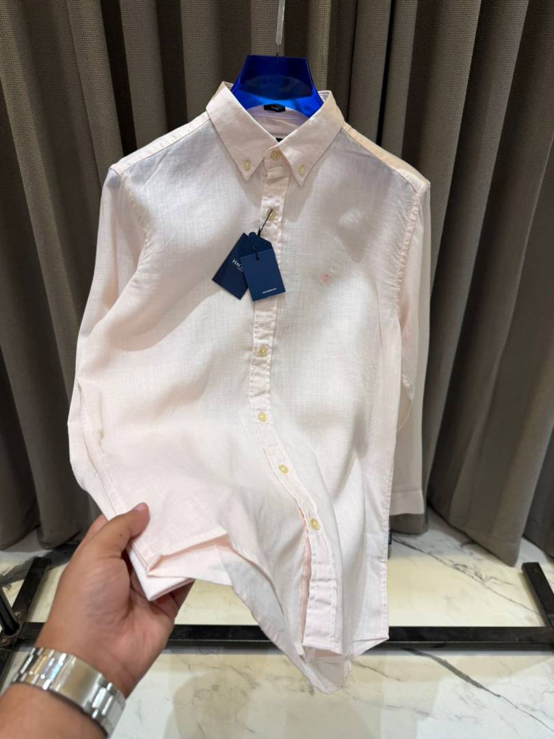 Hackett Chest Logo Full Sleeves Shirt Pink