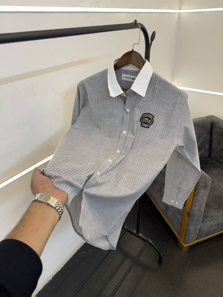 Lacoste imported oxford linen shirt grey