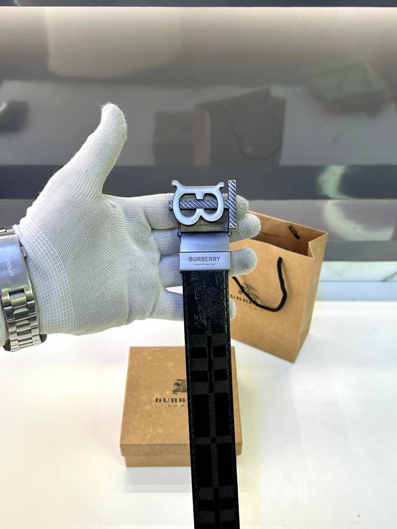 Burberry Silver Black Reversible Belt Fa 205