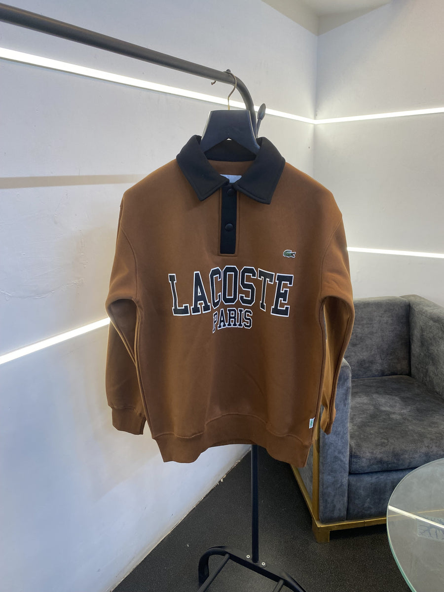 Lacoste paris collar fleece imported sweatshirt brown
