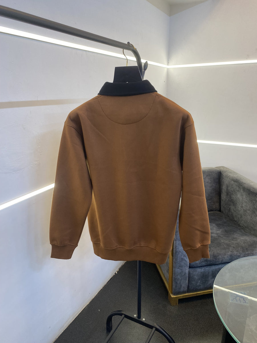 Lacoste paris collar fleece imported sweatshirt brown