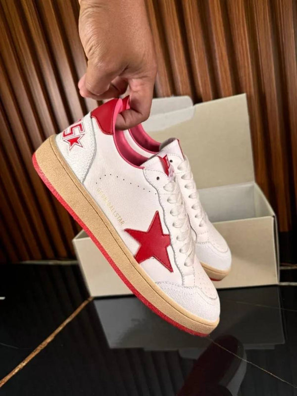 Golden Goose Ball Star Low White Red PLAIN BOX sale