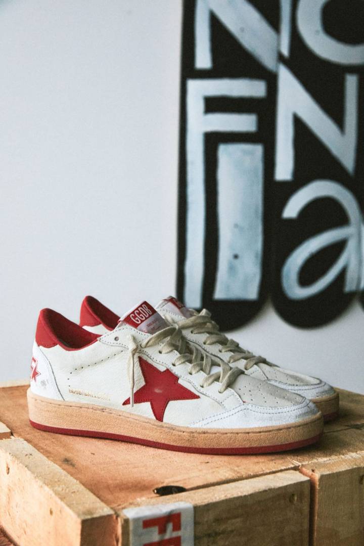 Golden Goose Ball Star Low White Red PLAIN BOX sale