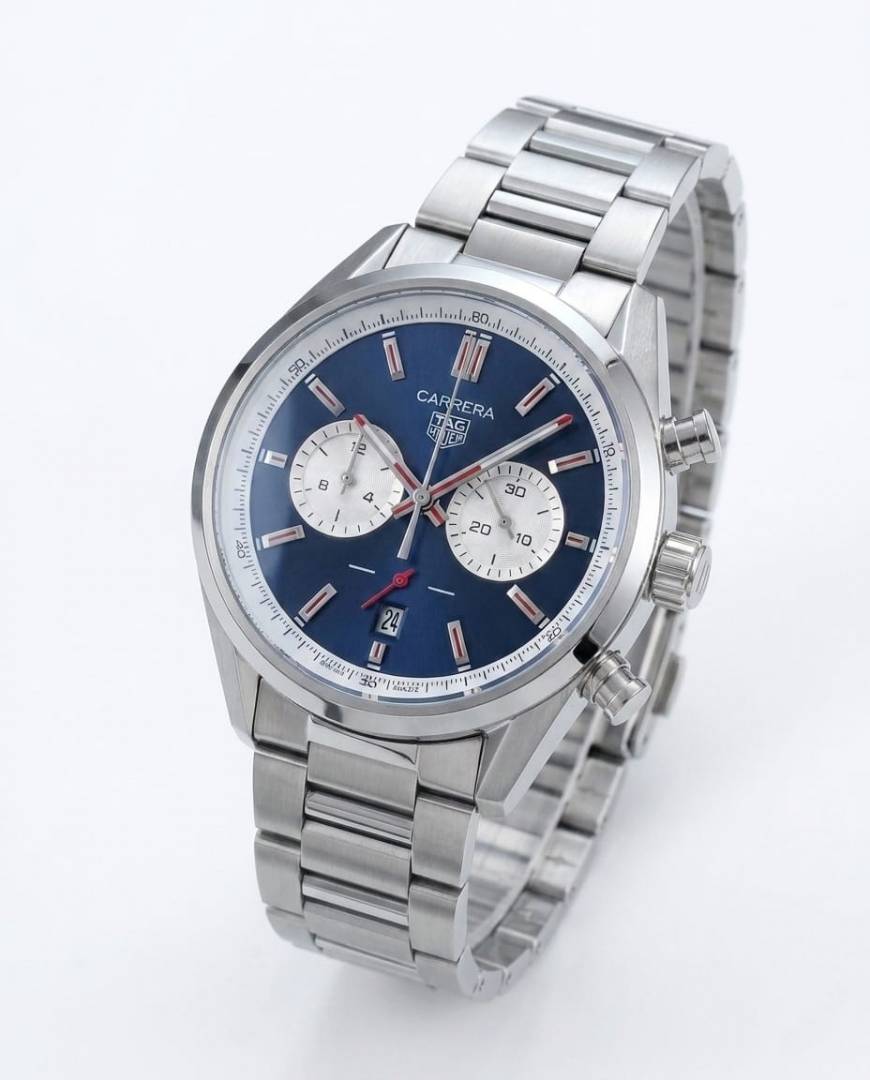 Tag heuuer Carrera white Chronograph silver blue