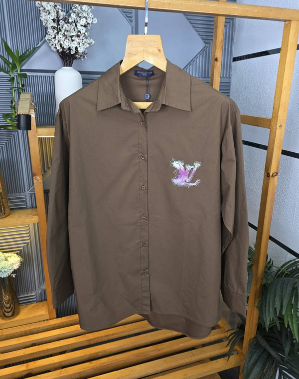 LV LOGO SHIRT BROWN S135-BR
