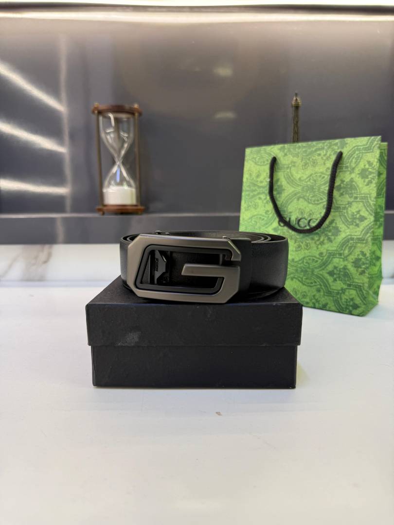 Gucci_Grey Matt Black Premium Quality Belt Fa 1306