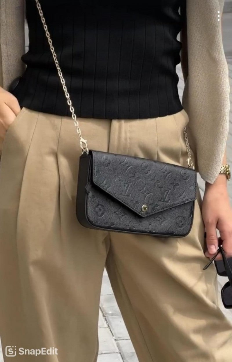 Louis Vuitton_LV Felicie Monogram Pochette With OG Box & Dust Bag (Black - 732)
