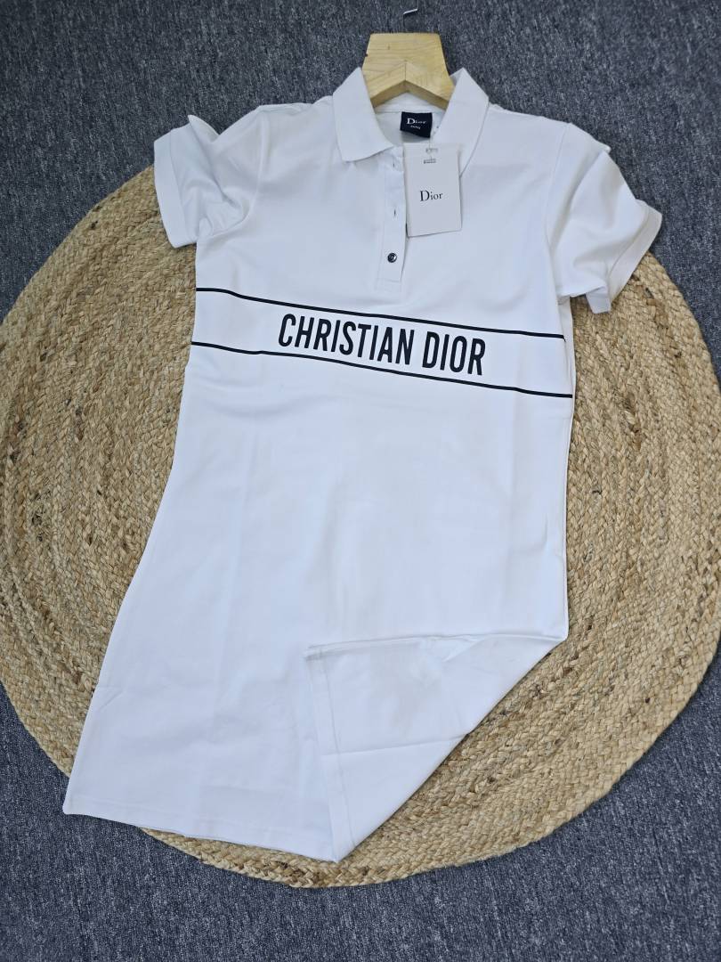 Dior Collar Long Dress White SB86-W