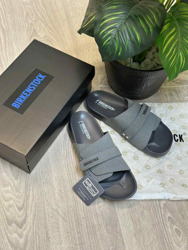 Birkenstock Adjust Kyoto Nubuck Soft Cushion Grey Slides