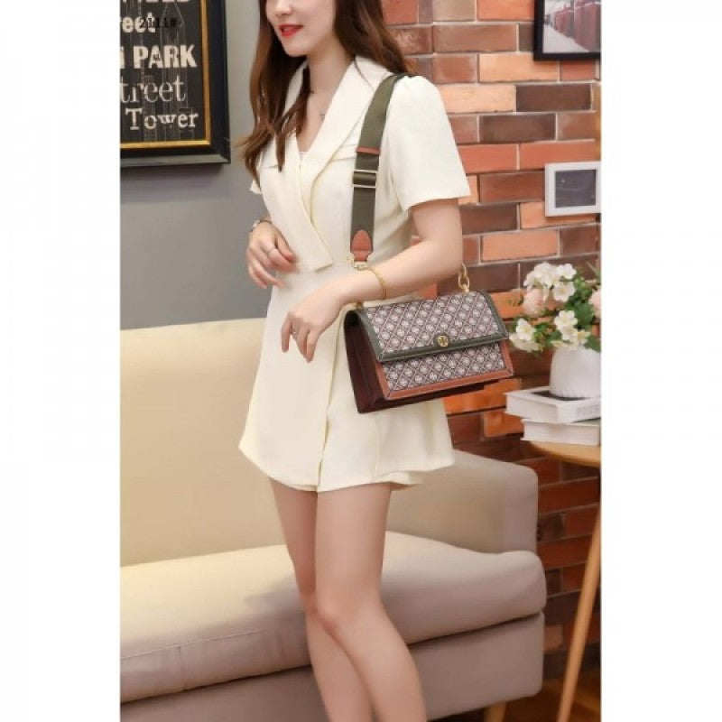 Tori Burch_T Monogram Premium Leather Shoulder Bag With OG Box & Dust Bag & Accessories (Brown - 201)