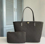 Tori Burch_T Monogram Tote With OG Box & Dust Bag & Extra Pouch (Black - 635)