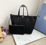 Tori Burch_T Monogram Tote With OG Box & Dust Bag & Extra Pouch (Black - 635)