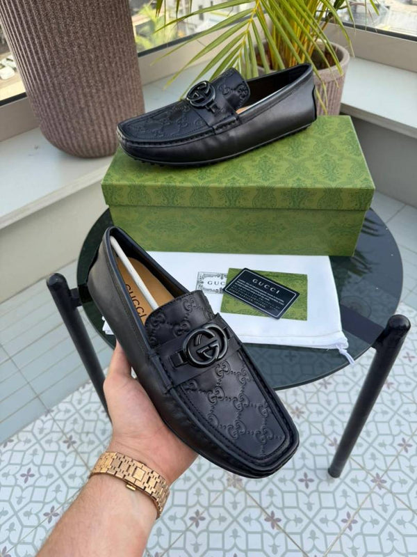 Gucci Monogram Premium Loafers Surplus Calf Leather Quality With All Accessories HX009