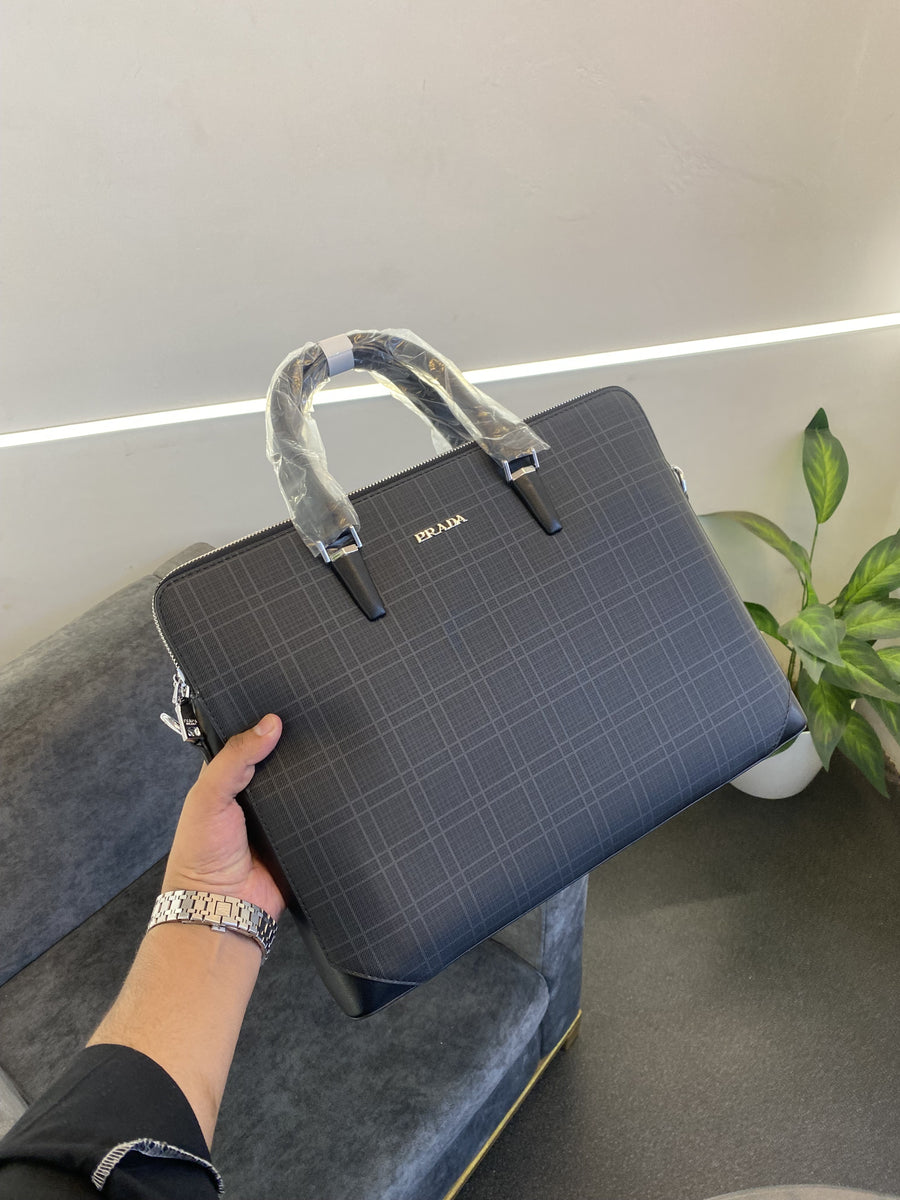 Prada black Professionauldouble zip and back zip laptop bag