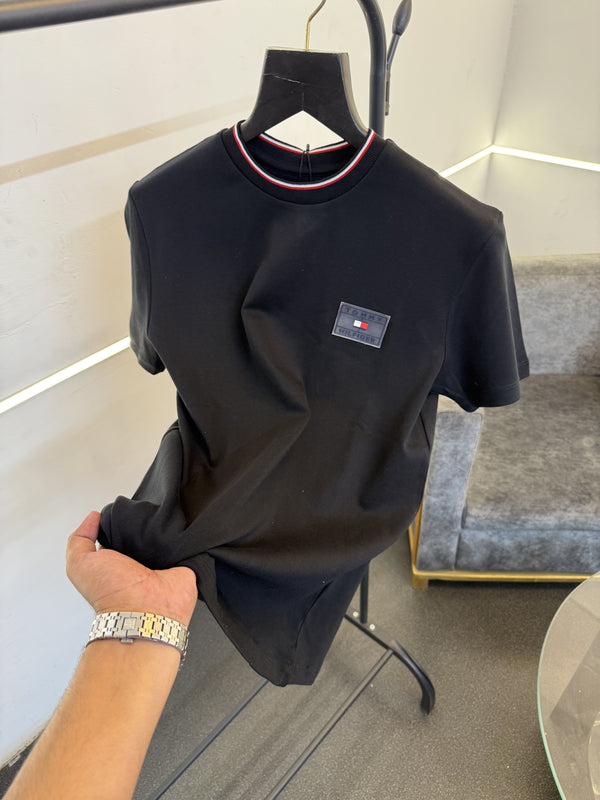 Tommy hilfigar round neck imported tshirt black sale