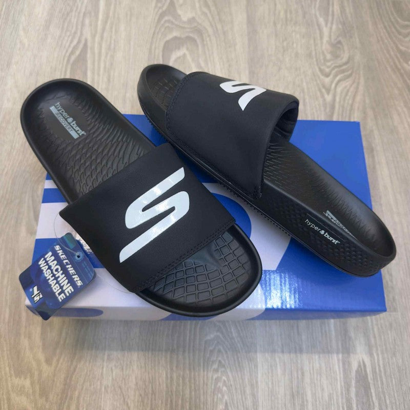 Skechers Hyper Burst Go Recover ArchFit Premium Black White Flip-Flop