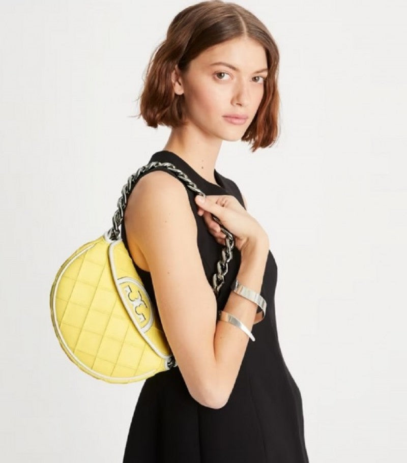 Tori Burch_Fleming Crescent Premium Bag With OG Box & Dust Bag (Yellow - 608)
